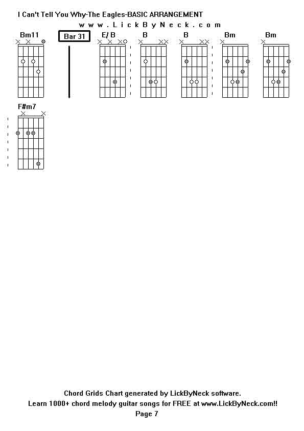 Chord Grids Chart of chord melody fingerstyle guitar song-I Can't Tell You Why-The Eagles-BASIC ARRANGEMENT,generated by LickByNeck software.